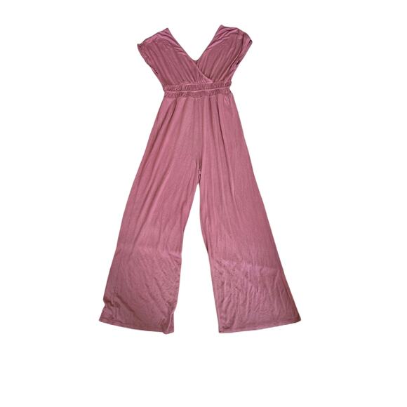 Pink Rose Pants - Pink rose pink v neck romper, size large